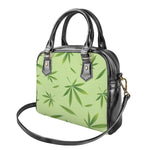 Green Hemp Leaves Pattern Print Shoulder Handbag