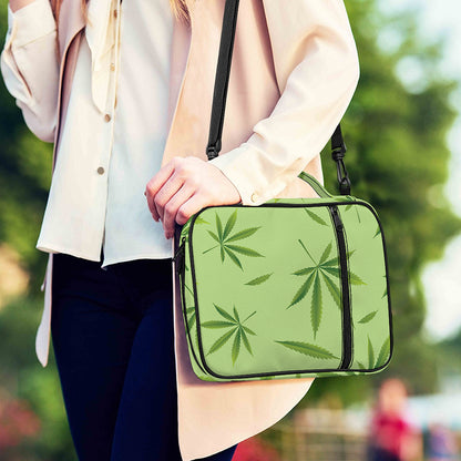 Green Hemp Leaves Pattern Print Shoulder Strap Bible Bag