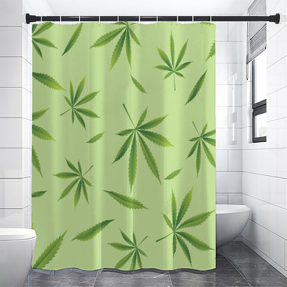 Green Hemp Leaves Pattern Print Shower Curtain