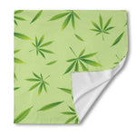 Green Hemp Leaves Pattern Print Silk Bandana