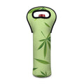 Green Hemp Leaves Pattern Print Single Neoprene Wine Tote