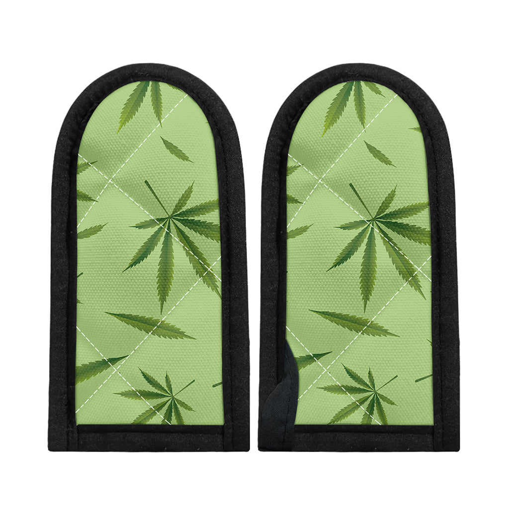 Green Hemp Leaves Pattern Print Skillet Handle Cover