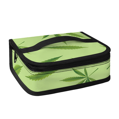 Green Hemp Leaves Pattern Print Small Lunch Bag