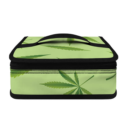 Green Hemp Leaves Pattern Print Small Lunch Bag