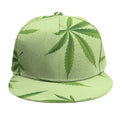 Green Hemp Leaves Pattern Print Snapback Cap