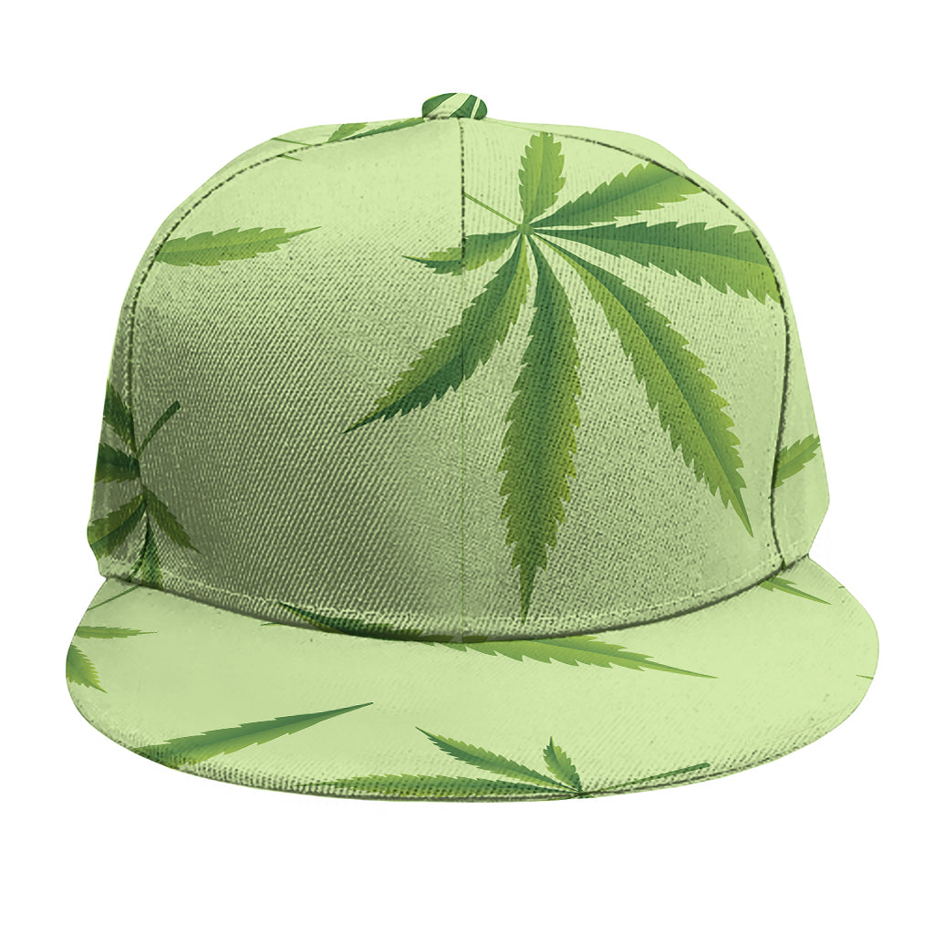Green Hemp Leaves Pattern Print Snapback Cap