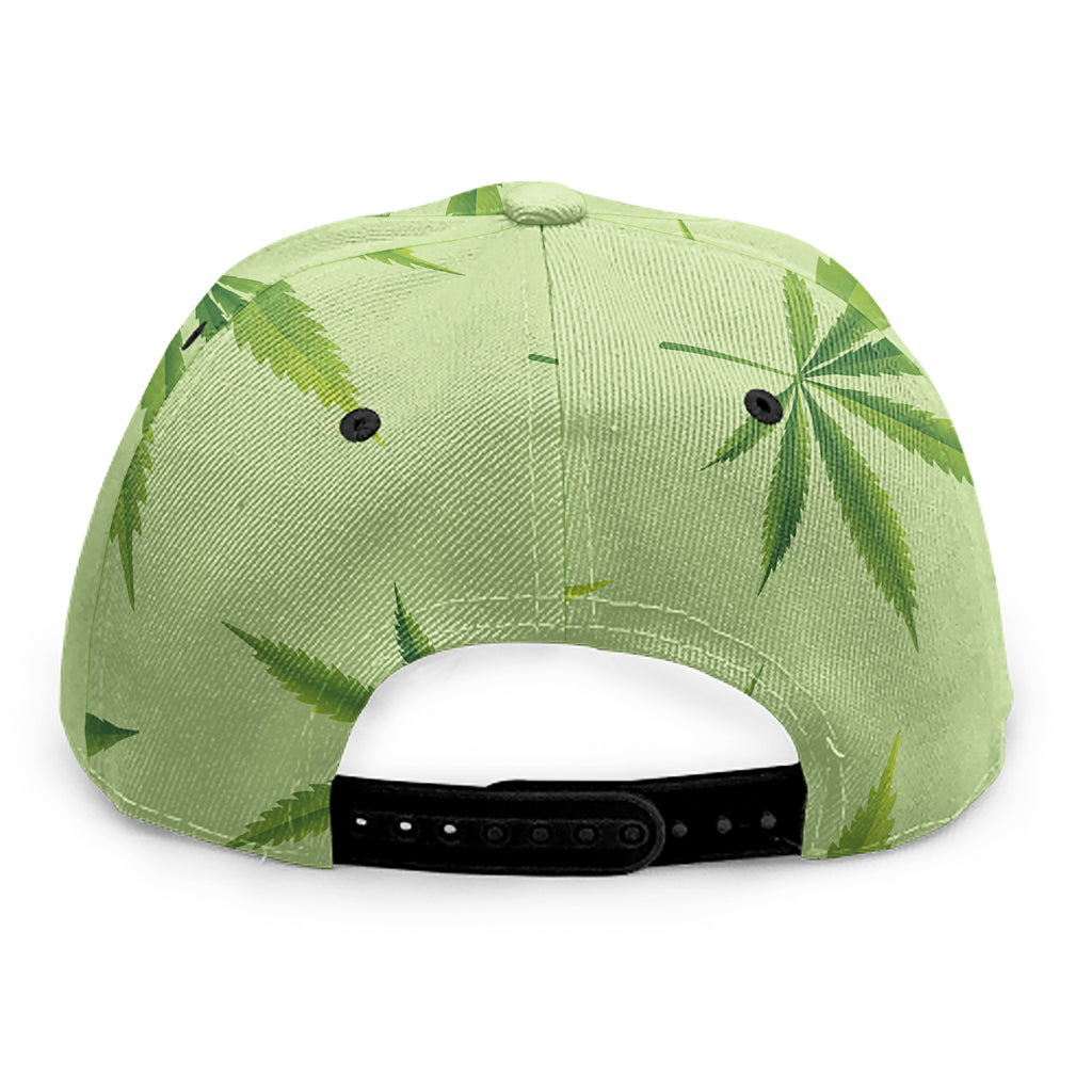 Green Hemp Leaves Pattern Print Snapback Cap