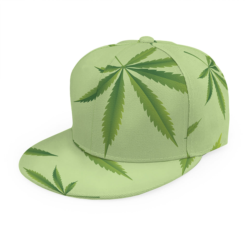 Green Hemp Leaves Pattern Print Snapback Cap