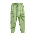 Green Hemp Leaves Pattern Print Sweatpants