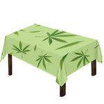 Green Hemp Leaves Pattern Print Tablecloth