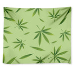 Green Hemp Leaves Pattern Print Tapestry