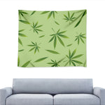 Green Hemp Leaves Pattern Print Tapestry
