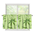 Green Hemp Leaves Pattern Print Tier Curtains