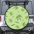 Green Hemp Leaves Pattern Print Tire Cover
