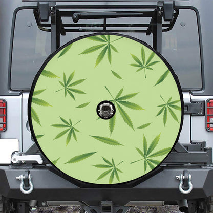 Green Hemp Leaves Pattern Print Tire Cover With Camera Hole