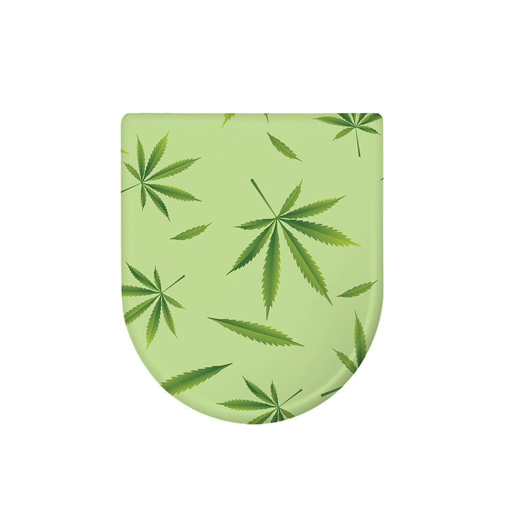 Green Hemp Leaves Pattern Print Toilet Lid Cover