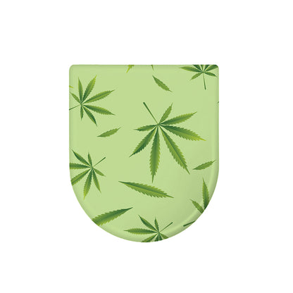 Green Hemp Leaves Pattern Print Toilet Lid Cover