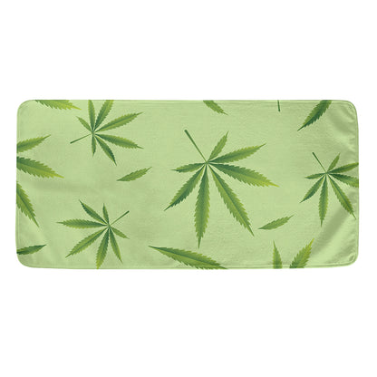 Green Hemp Leaves Pattern Print Towel