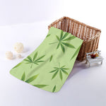 Green Hemp Leaves Pattern Print Towel
