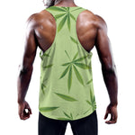 Green Hemp Leaves Pattern Print Training Tank Top