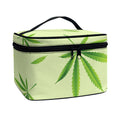 Green Hemp Leaves Pattern Print Travel Makeup Bag