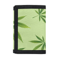 Green Hemp Leaves Pattern Print Trifold Wallet