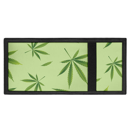Green Hemp Leaves Pattern Print Trifold Wallet