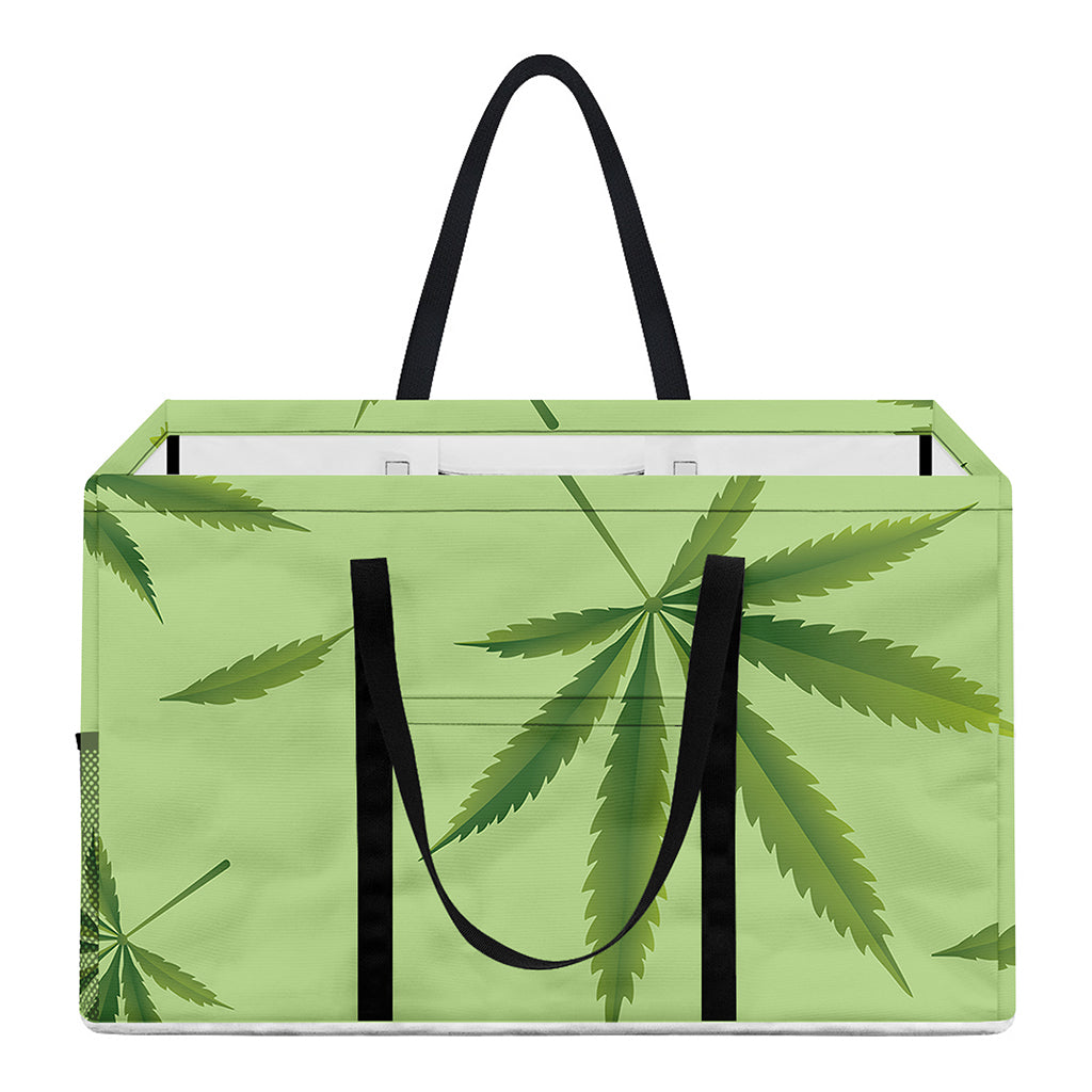 Green Hemp Leaves Pattern Print Utility Tote Bag
