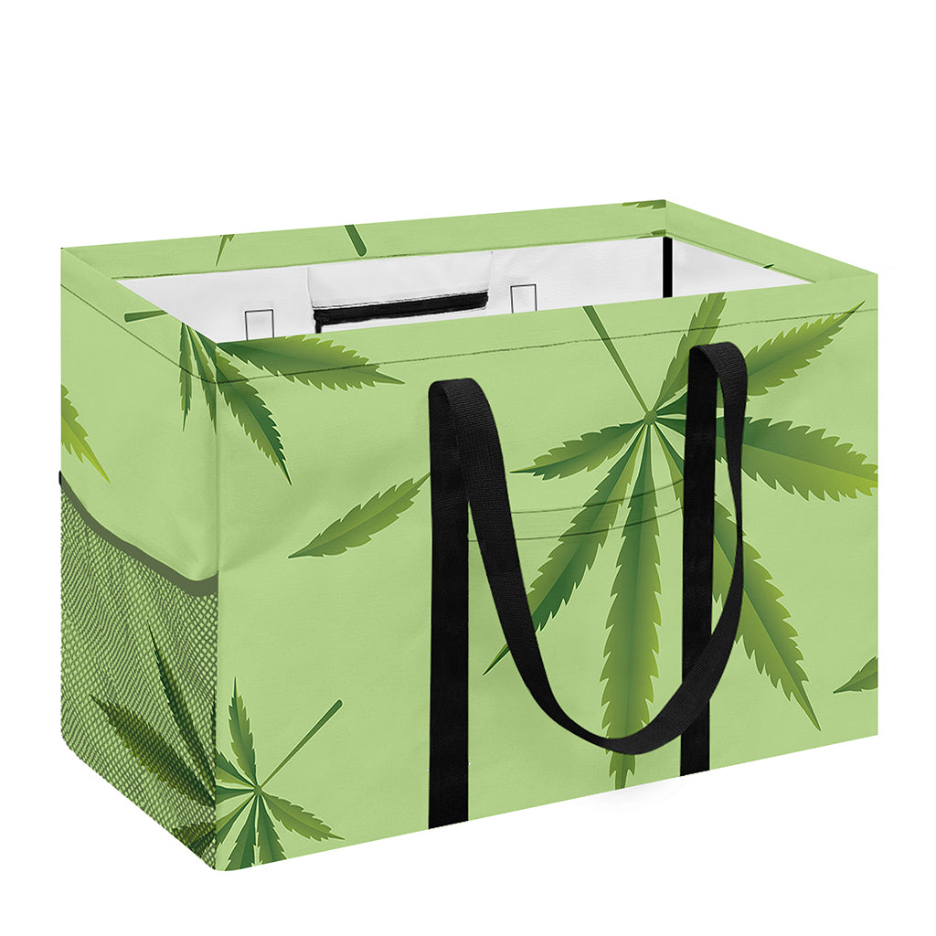 Green Hemp Leaves Pattern Print Utility Tote Bag