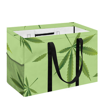 Green Hemp Leaves Pattern Print Utility Tote Bag