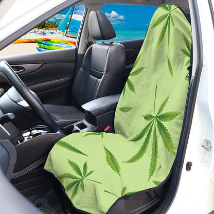 Green Hemp Leaves Pattern Print Waterproof Car Seat Cover