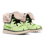 Green Hemp Leaves Pattern Print Winter Boots