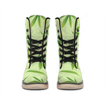 Green Hemp Leaves Pattern Print Winter Boots