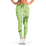 Green Hemp Leaves Pattern Print Women's Leggings