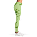 Green Hemp Leaves Pattern Print Women's Leggings