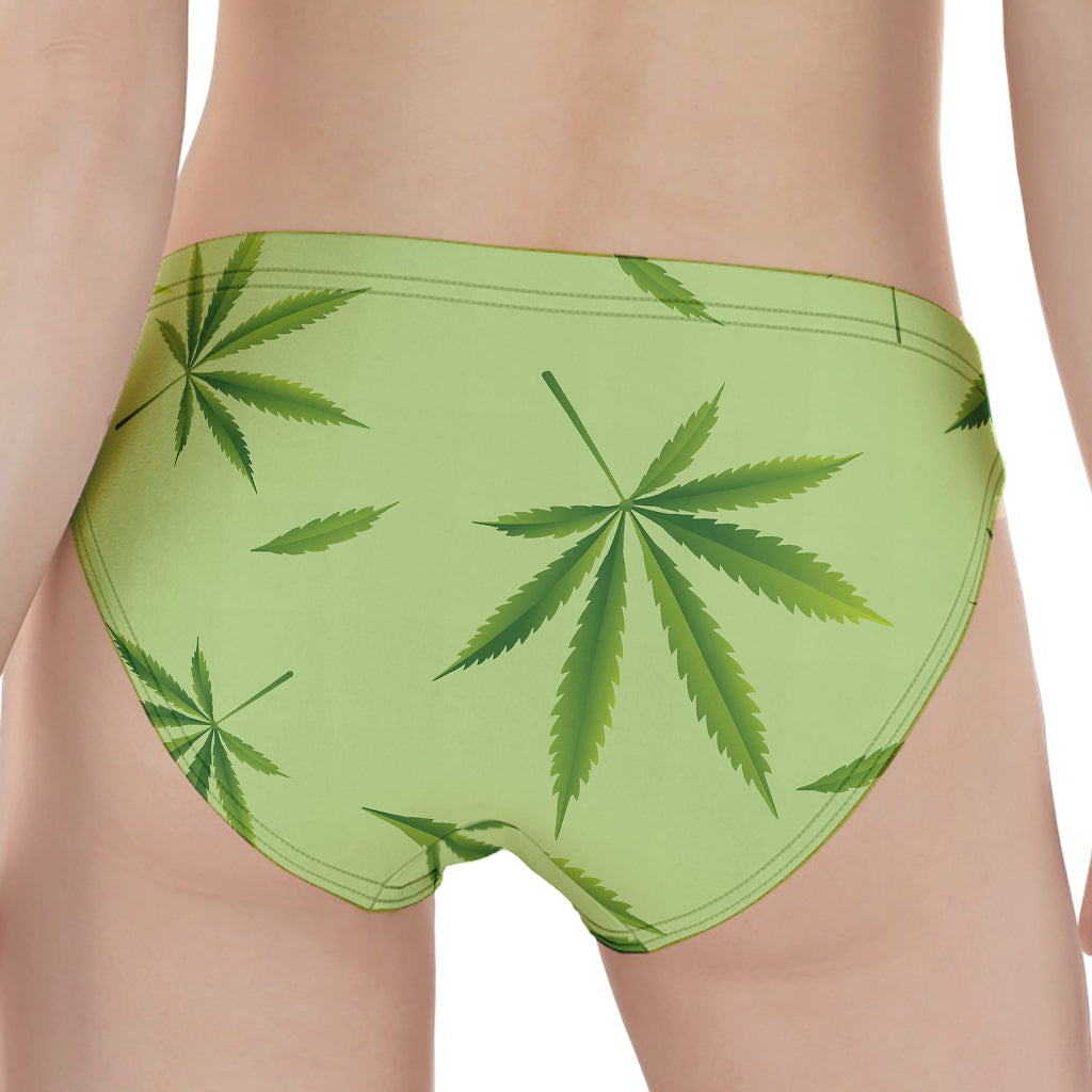 Green Hemp Leaves Pattern Print Women's Panties