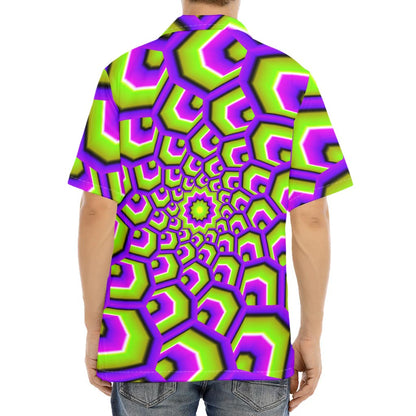 Green Hive Moving Optical Illusion Aloha Shirt