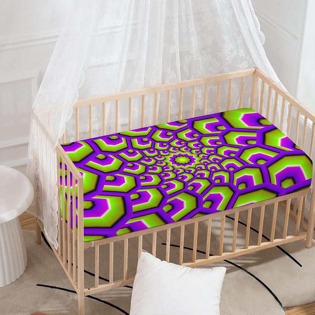 Green Hive Moving Optical Illusion Baby Crib Sheet