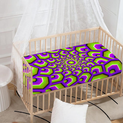 Green Hive Moving Optical Illusion Baby Crib Sheet