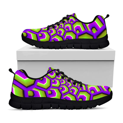 Green Hive Moving Optical Illusion Black Running Shoes