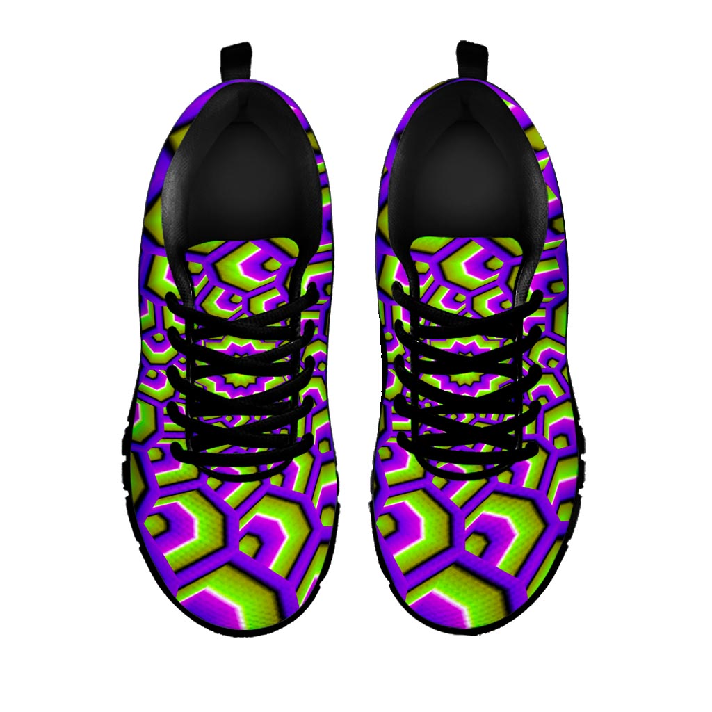 Green Hive Moving Optical Illusion Black Running Shoes