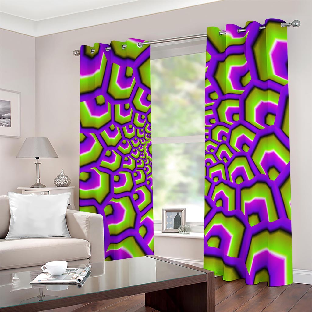 Green Hive Moving Optical Illusion Blackout Grommet Curtains