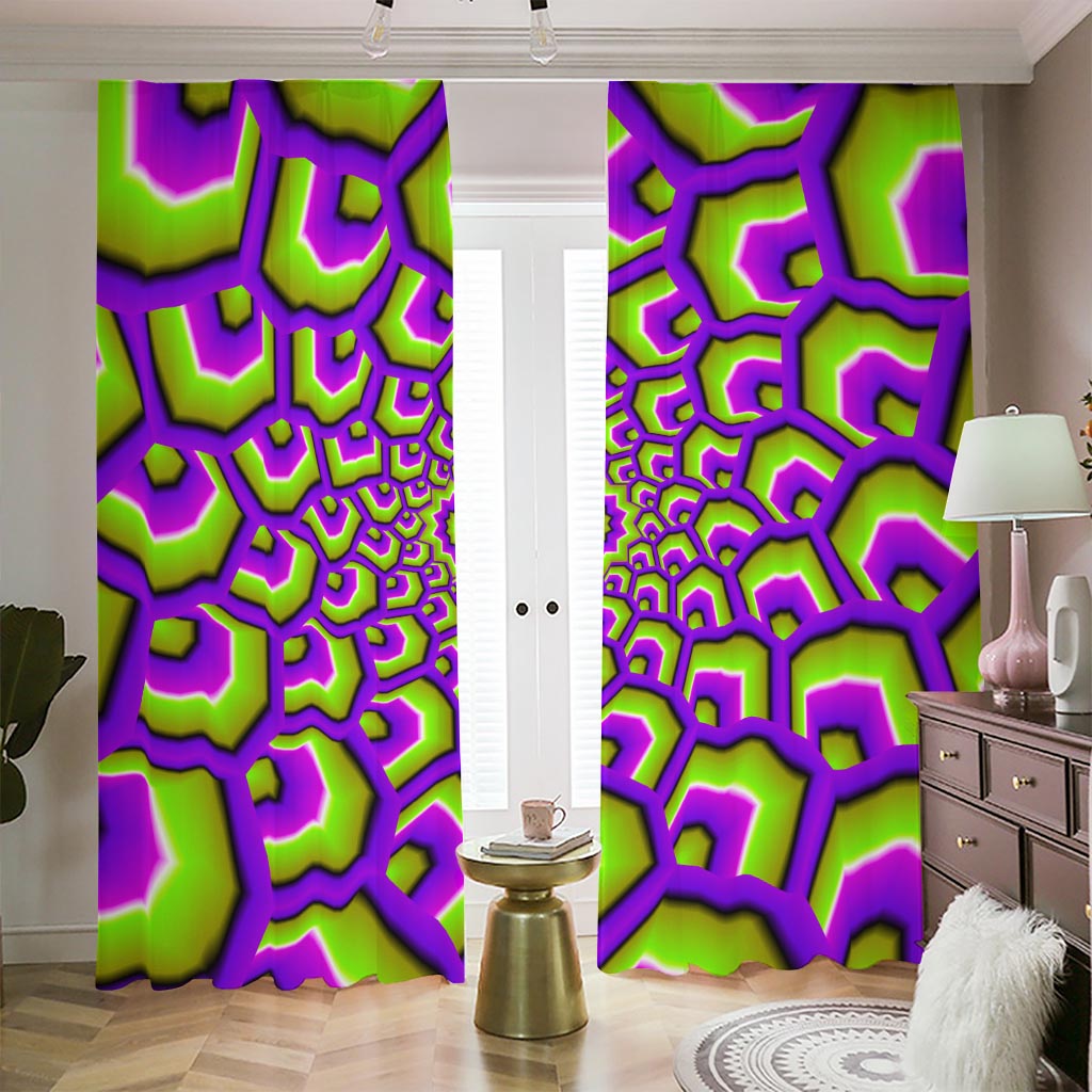 Green Hive Moving Optical Illusion Blackout Pencil Pleat Curtains