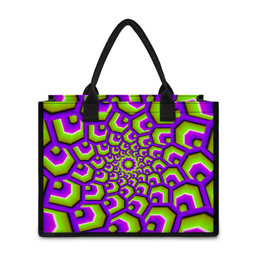 Green Hive Moving Optical Illusion Canvas Tote Bag