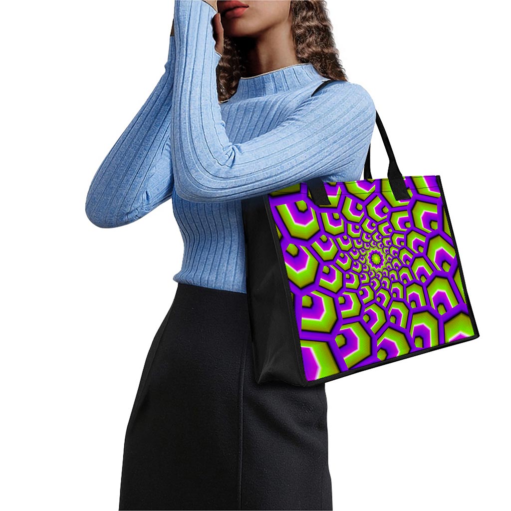 Green Hive Moving Optical Illusion Canvas Tote Bag