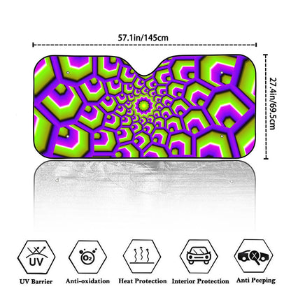 Green Hive Moving Optical Illusion Car Windshield Sun Shade