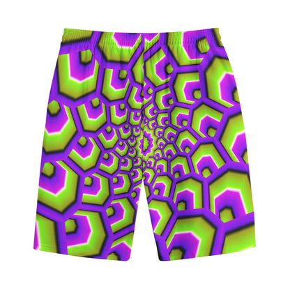 Green Hive Moving Optical Illusion Cotton Shorts