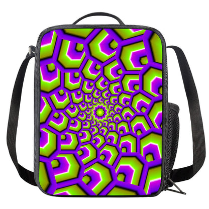 Green Hive Moving Optical Illusion Crossbody Lunch Bag