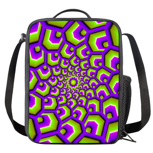 Green Hive Moving Optical Illusion Crossbody Lunch Bag