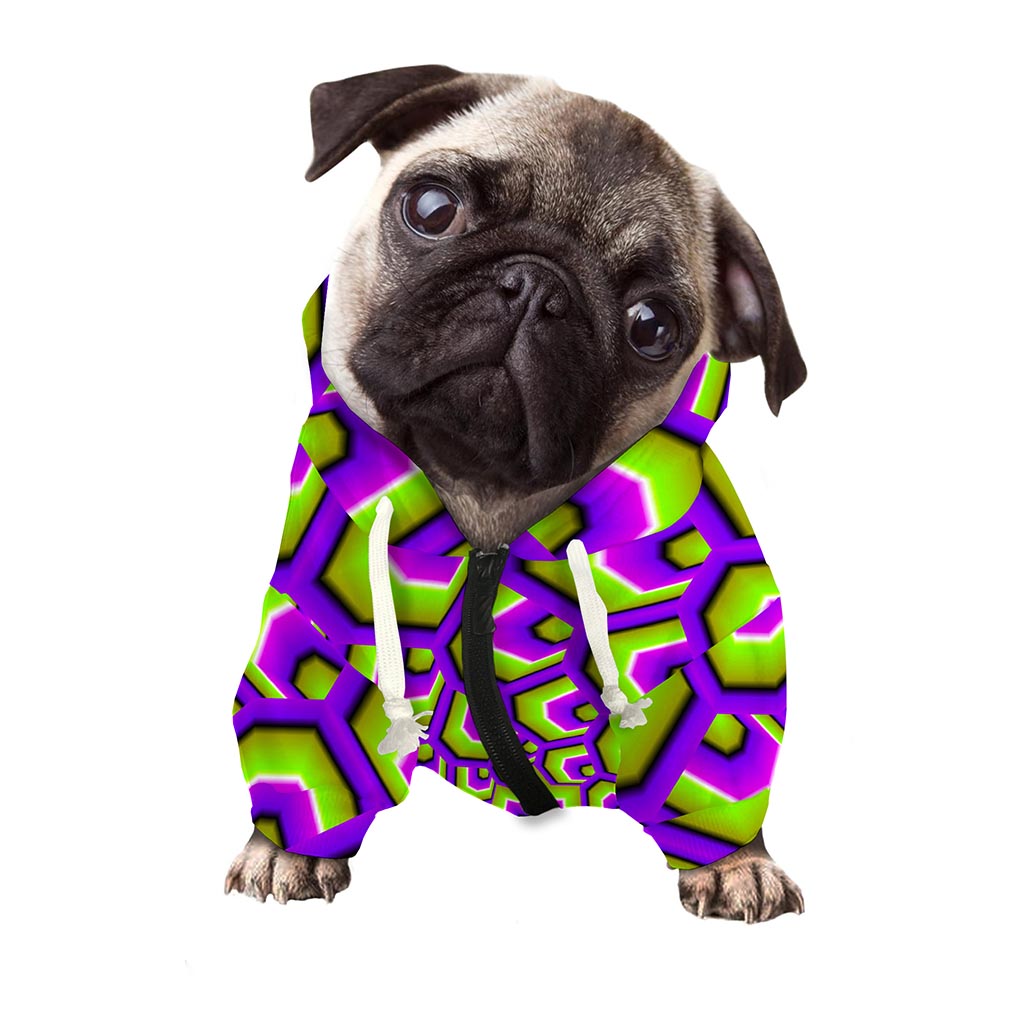 Green Hive Moving Optical Illusion Dog Zip Up Hoodie